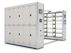 Y3 - Smart Electric Mobile Shelving with Dual Touchscreen Control & Locker Doors for Secure Archives