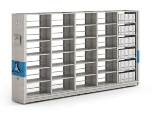 ZY-A-02 - Semi-Enclosed Box Structure Manual Mobile Shelving with Adjustable Shelves & Section Dividers