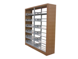 ZY-S-14 - Wood-Grain Transfer Printed Double-Sided Bookshelf with Adjustable Shelves