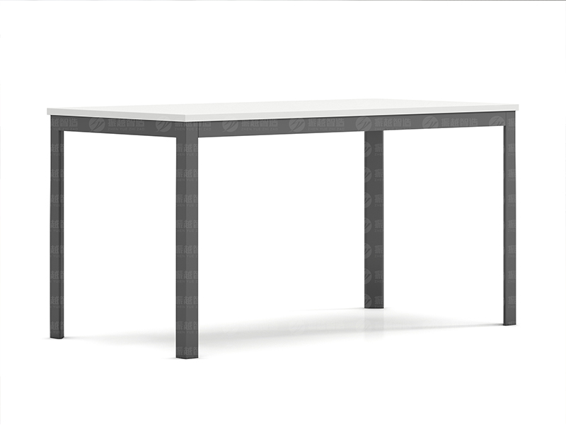ZY-T-01 steel-wood reading table with white tabletop and dark grey metal frame, designed for libraries and office reading spaces.
