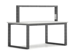 ZY-T-04 steel-wood reading table with aluminum alloy overhead light frame, U-shaped leg design, and integrated dual-side power outlets with USB charging, designed for modern libraries and office reading spaces.