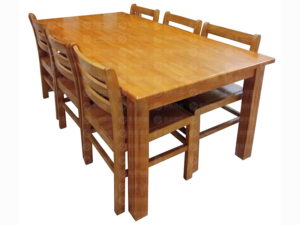 ZY-T-05 solid oak reading table with natural wood finish and matching chairs, designed for libraries and office reading spaces.