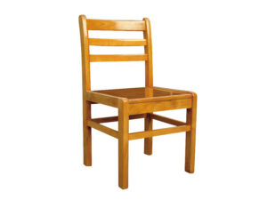 ZY-T-09 solid oak reading chair with three-slat backrest and solid wood seat, natural finish, designed for libraries and office spaces.